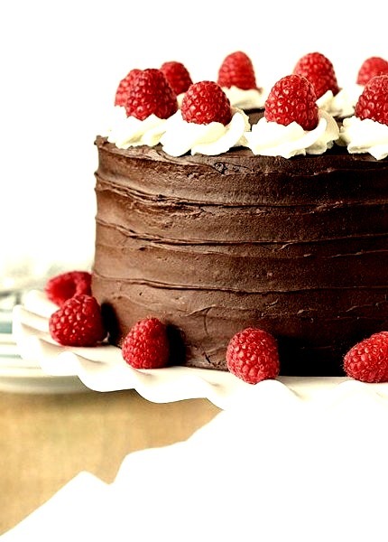 Dark Chocolate Raspberry Truffle Cake{by Ambrosia}