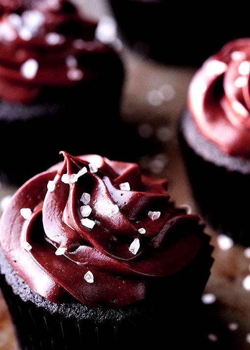 Salted Dark Chocolate Cupcakes