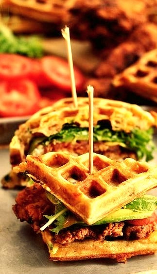 Fried Chicken and Waffle Sandwiches